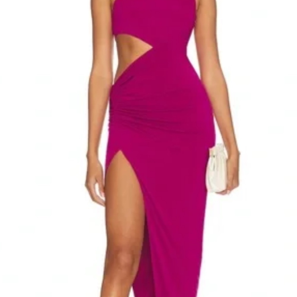 Katie May Pink Asymmetrical One-Shoulder Gown View 3